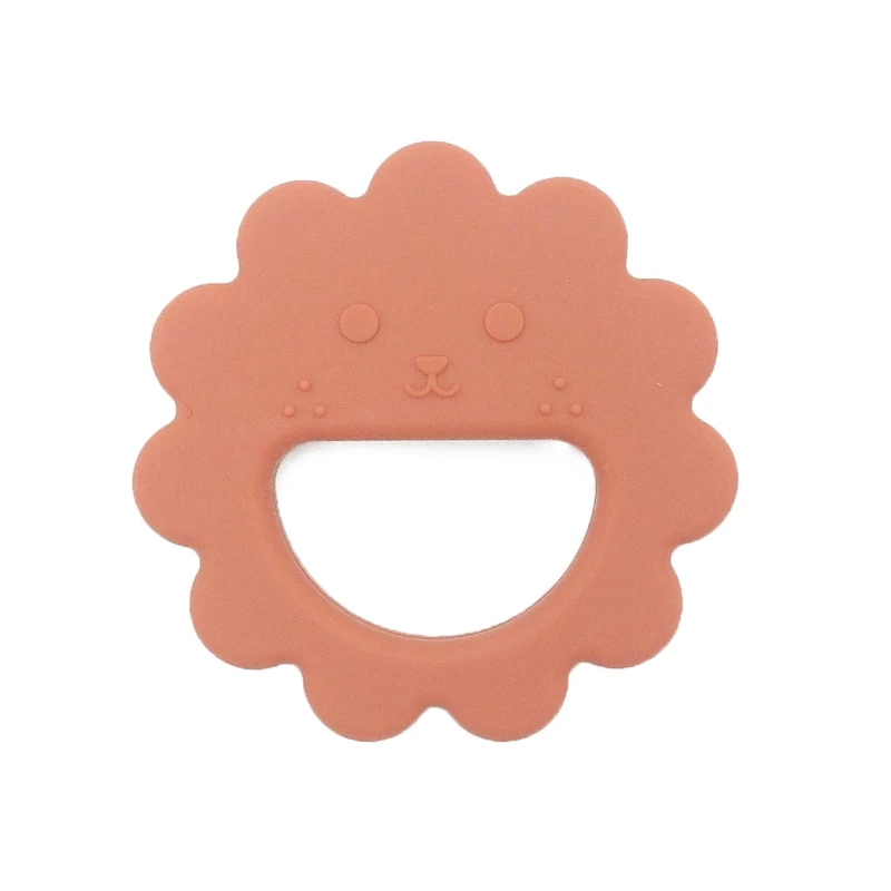 Soft Lion Animal Food Grade Round Hand Toys Ring Silicone Baby Teether