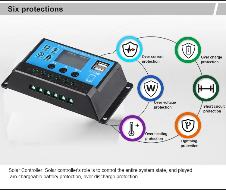 In Stock PWM DC Output 12V/24V Auto Controller 50A Solar Controller Charging System Solar Charge Controller