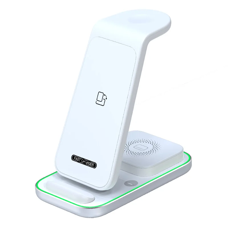 Hot Selling Customized 3 in 1 Wireless Charger For Mobile Phone 18W Double Magnetic Fast Charging Station With LED Light