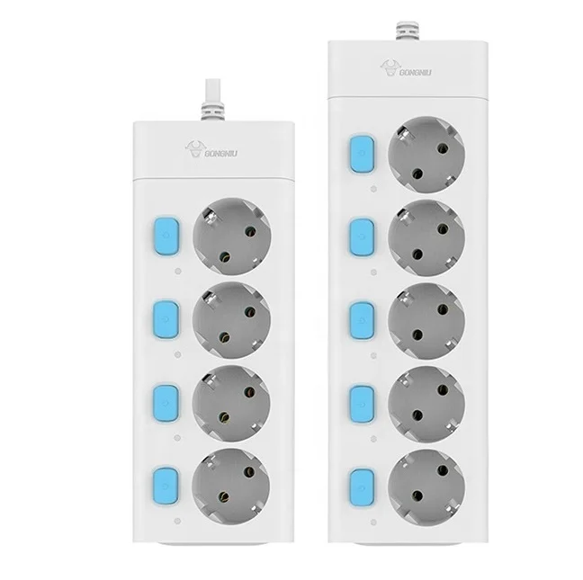 GONGNIU EU Switched Outlet Power Strip Surge Protector 16A Plugs and Sockets Universal Power Extension Socket