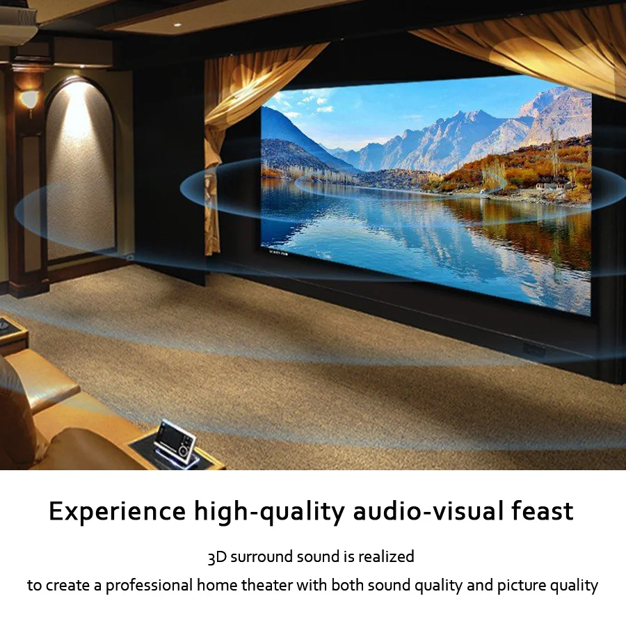 SCREENPRO 150 Inch 4K 16:9 Matte White Acoustic Transparent HD 3D Fixed Frame Projector Screen for Home Cinema Projection Screen