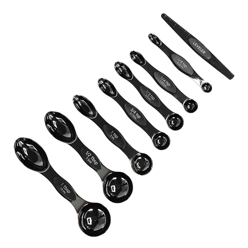 Hot Sell Stainless Steel Black Coating Double Hand Digital Magnetic  Measuring Spoons Sets For Kitchen