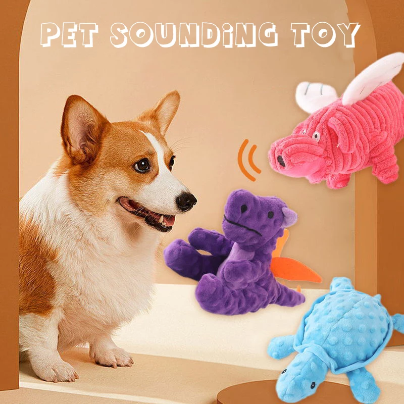 Premium Quality Pets Play Toy Interactive Simulated Squeaky Sound Dinosaur Pig Flying Dragon Funny Plush Cuddly Toy Dog