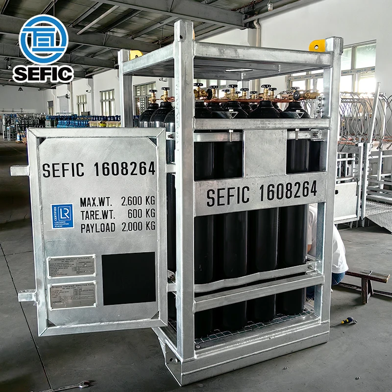 DNV 2.7-1 Standard 4*4 type,16bottles DNV Offshore Gas Cylinder Rack With 16 Cylinders Bundle