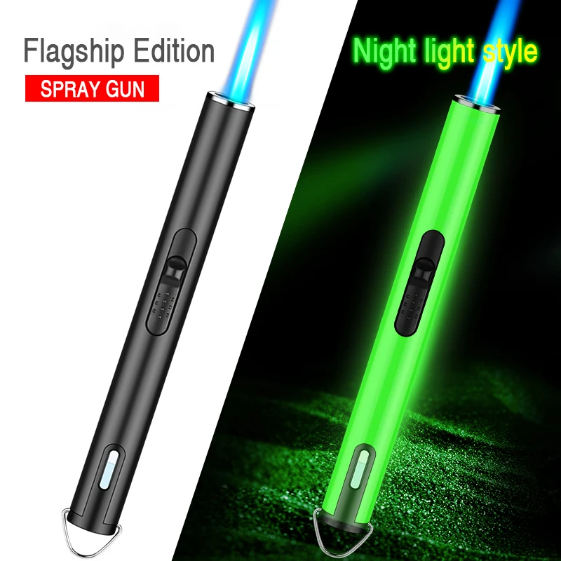 Original Factory Long Metal Jet Flame Windproof Butane Kitchen Gas Torch lighter with Fuel Level Window