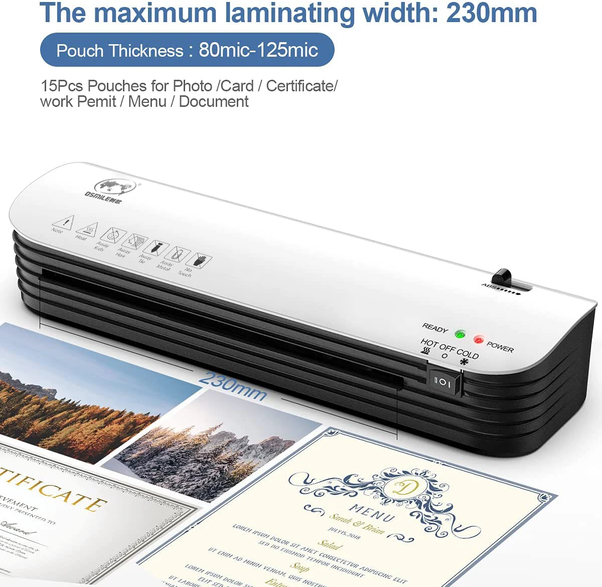 SL299 portable Laminator Machine  for office/school laminator Hot and cold laminating for different usage