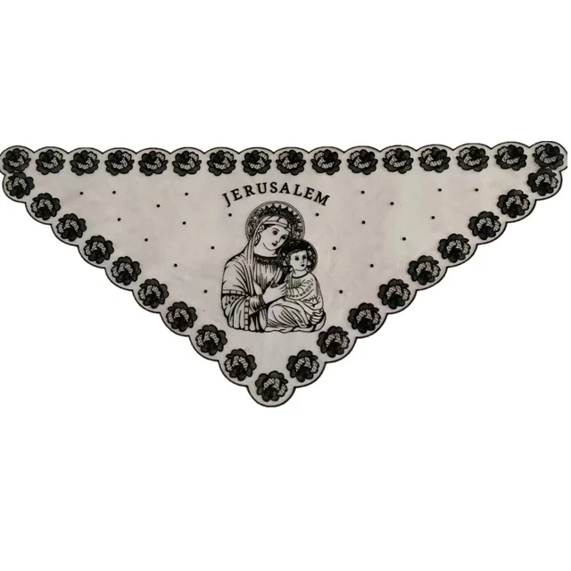 Black Flocking Church Mantilla Jerusalem Catholic Veil for Women Mass