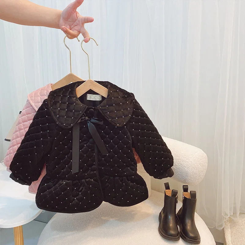 CJYB X18 темпераментная маленькая парная стеганая куртка с лацканами для девочек Детская Женская юбка подол теплый Топ Детское зимнее пальто для девочек