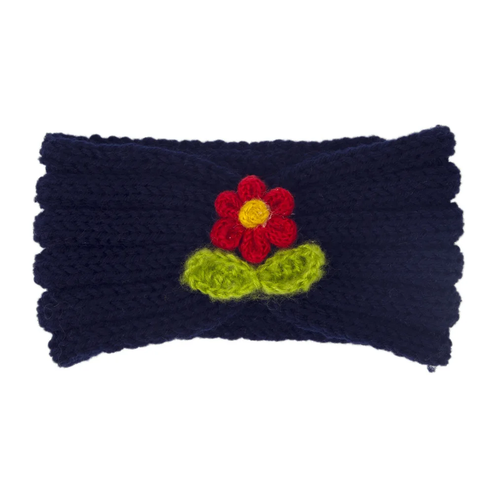 Children Hairbands Infants And Toddlers Autumn And Winter Warm Wool Pure Color Green Leaf Flower Headdress