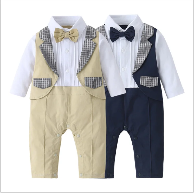 High Quality Summer Baby Boutique Children Clothes Boys Long Sleeves Baby Winter Plain Baby Rompers 2217