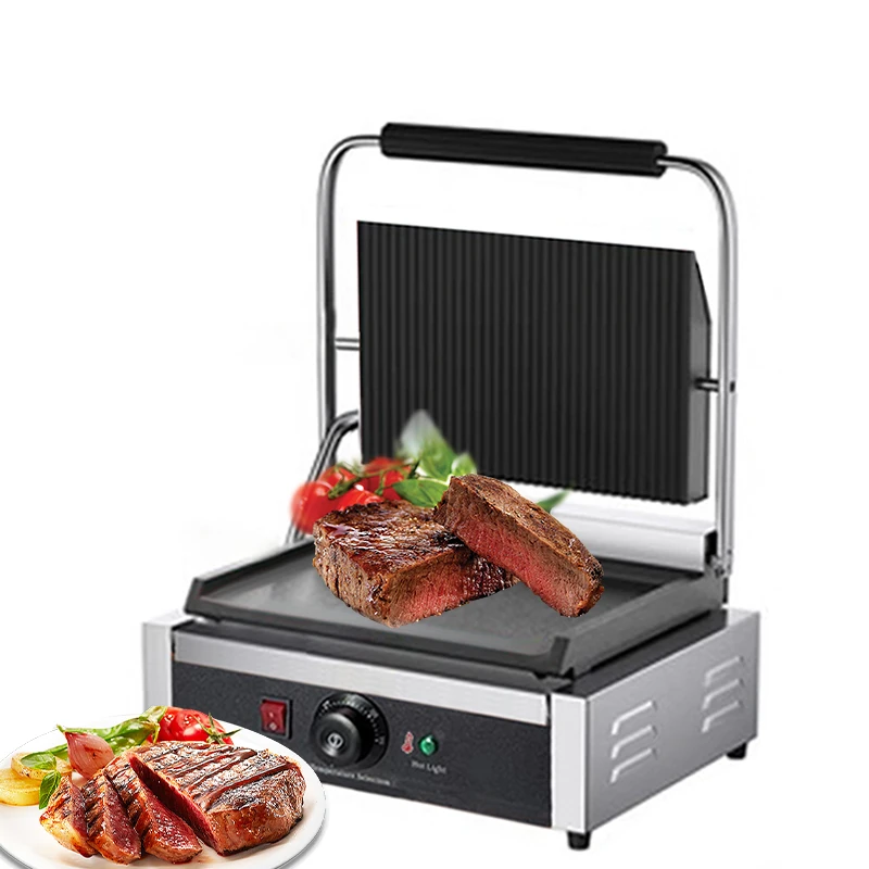 Pickpocket Panini Machine Commercial Steak Stove Electric Stove Platen Single Head Platen Black Motor New Product 2020 15 2200