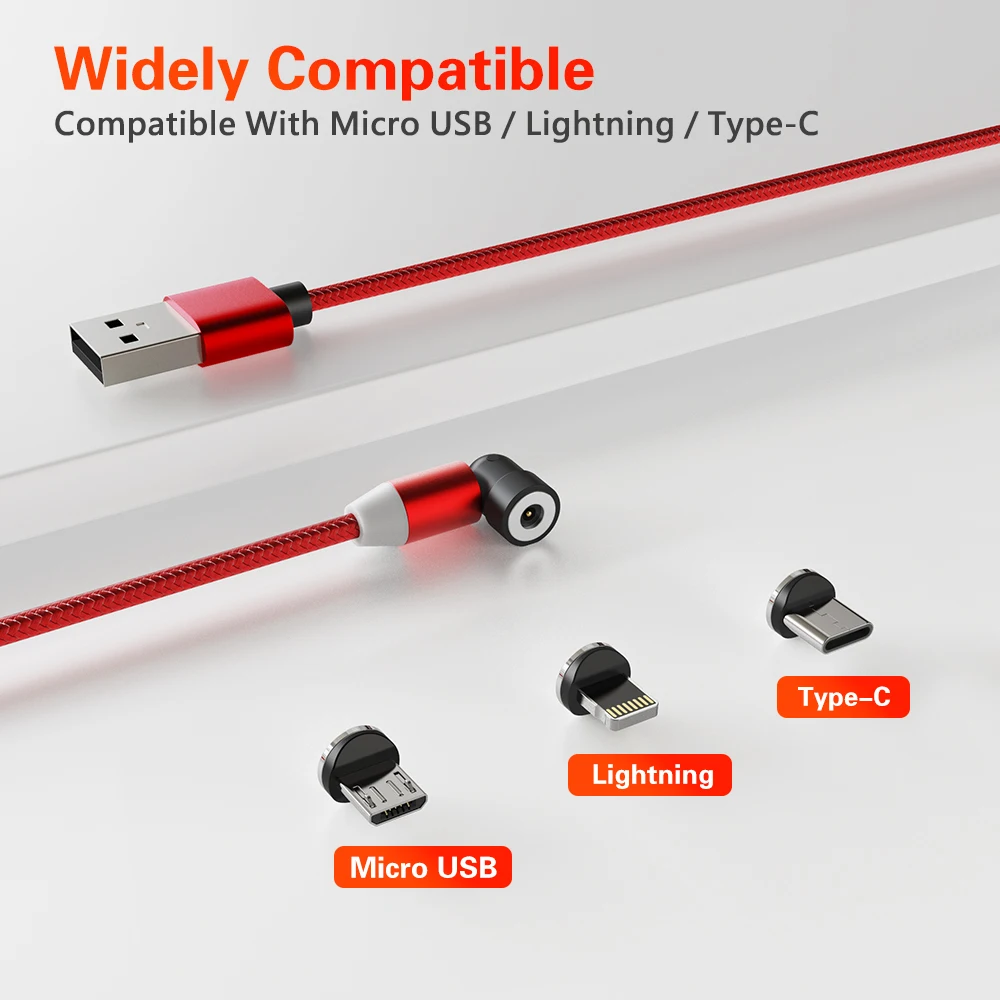 New Arrivals 1m 5V 2.4A 540 degree Rotating 8pin Micro Type C Usb C Phone Data Line 3 in 1 Magnetic Cable