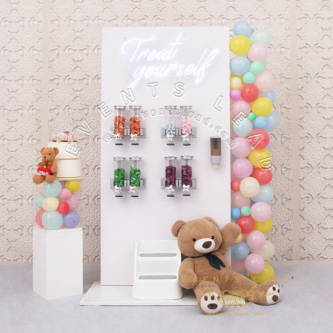 Treat Yourself Luminous LED Letter Candy Shelf Display Wall Candy Dispenser Rack For Kids Party