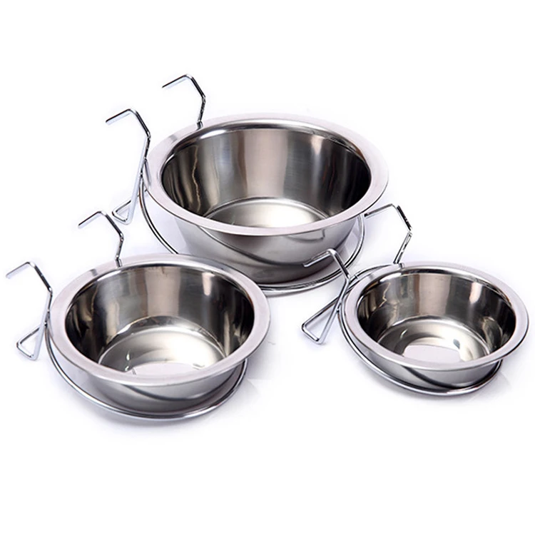 Amazon Hot Sale High Quality Durable Prevent Upsetting Hook Hung Stainless Steel Pet Hanging Bowl
