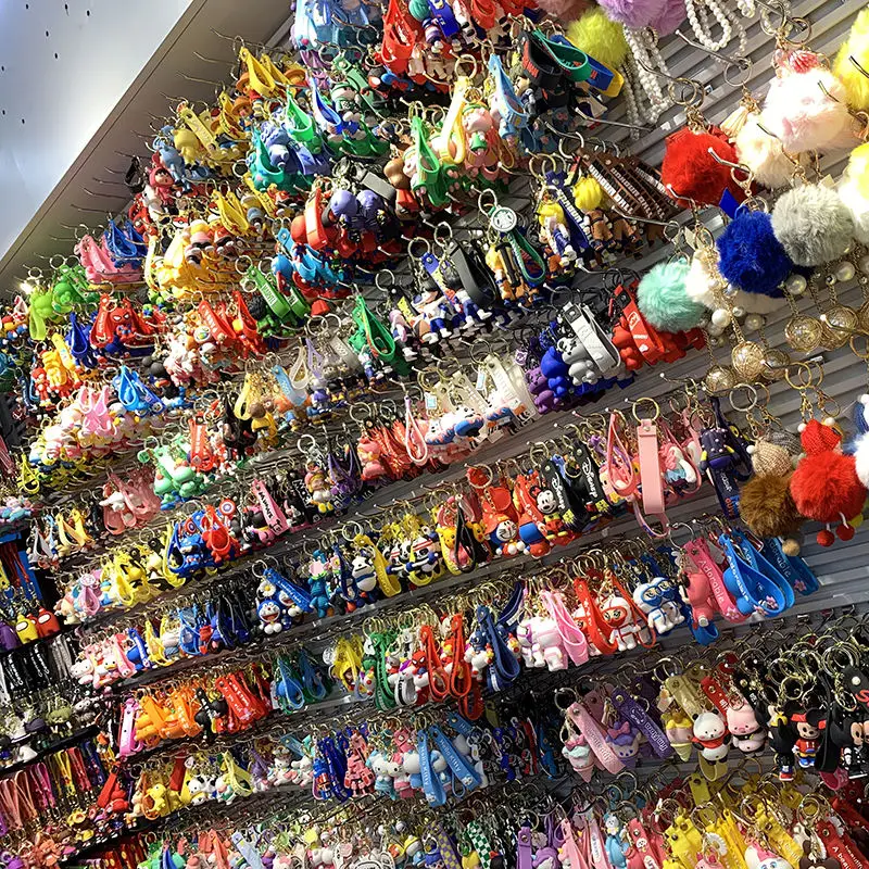 Creative Cartoon lilo Pendant Keychain Cute Couple Soft Rubber Doll Alloy Light Keychain Small Gift Wholesale