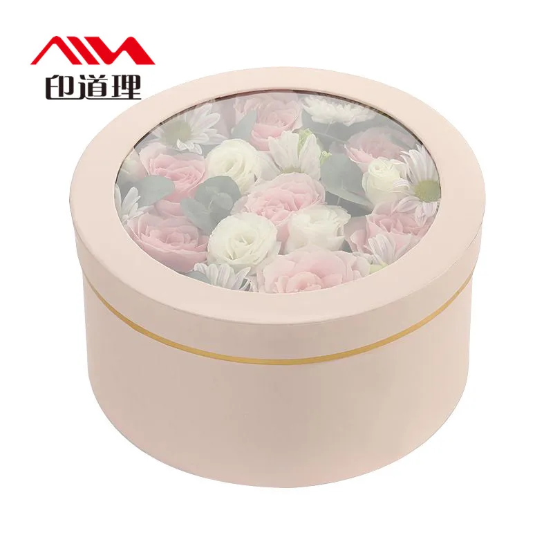 Wholesale  Cardboard With Hat Round Tube  Luxury Round Flower Box Velvet Box For Rose Packing