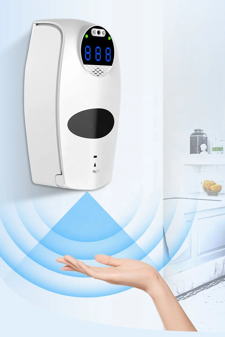 automatic foam hand sanitizer liquid soap dispenser with Forehead Touchless Digital Infrared Thermometer for Commercial Use