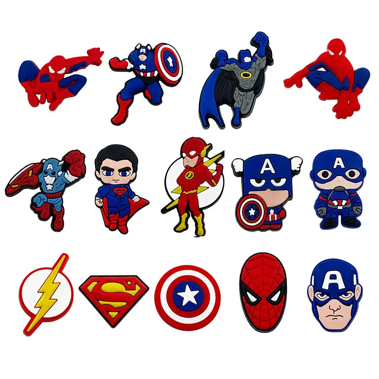 Superhero Movie Wholesale Custom Diy Anime Cartoon Soft Pvc Decoration Clogs Shoe Charms Croc Charm For Crocs Shoe