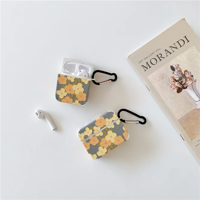 
Fashion Luxury Art Girl Women Floral Flower PU leather earphone Case Cover Skin For Airpods Pro 1 2 3 