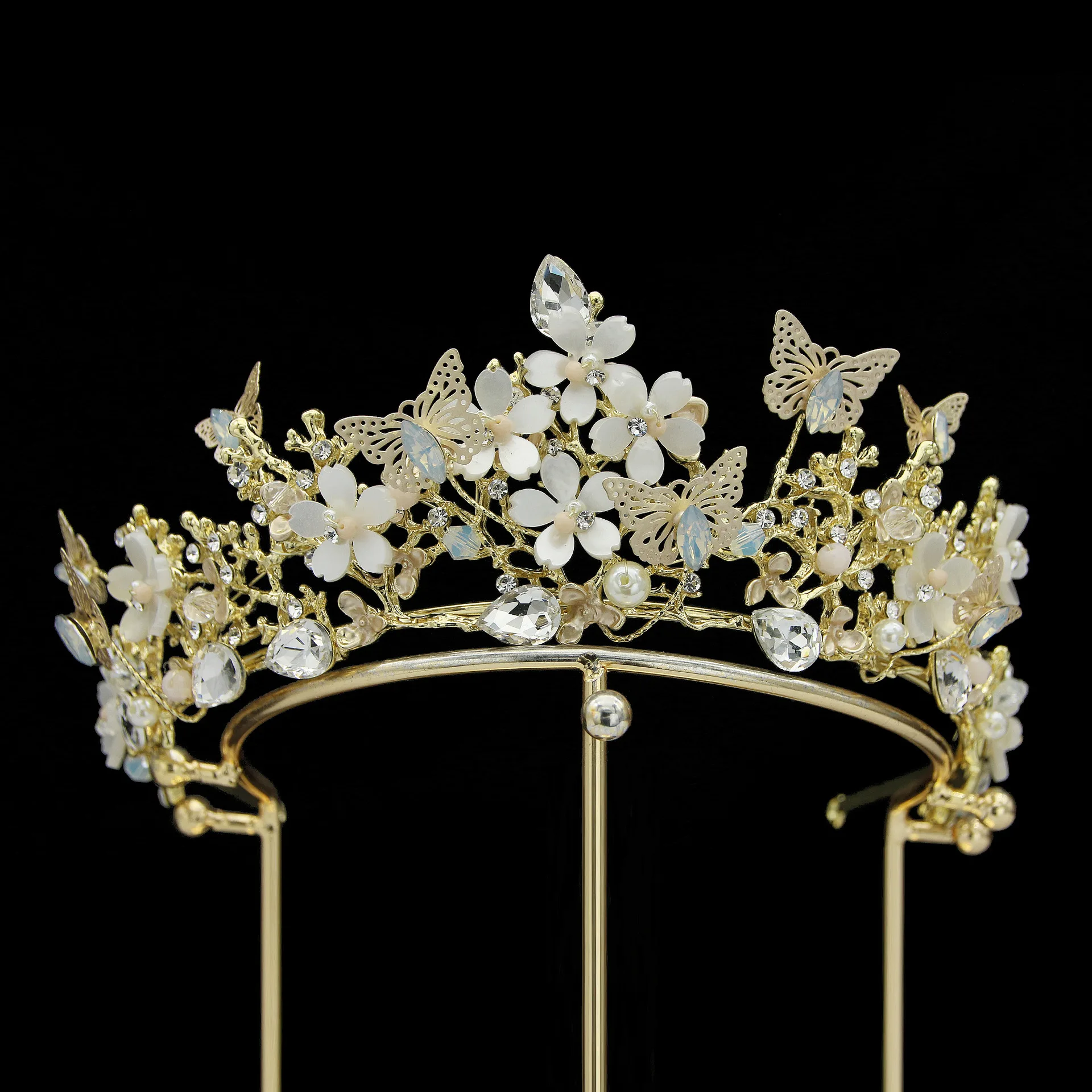 Bridal Crystal Butterfly Crown Headdress Baroque Alloy Rhinestone Crowns And Tiaras