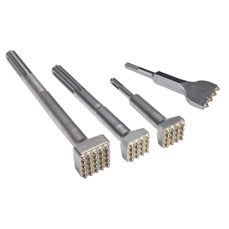 PEXMIENTAS Heavy Duty Flower Hammer Chisel Drill Bit Set Concrete Surface Leveling Tool Chisel Carbide Bushing Bits