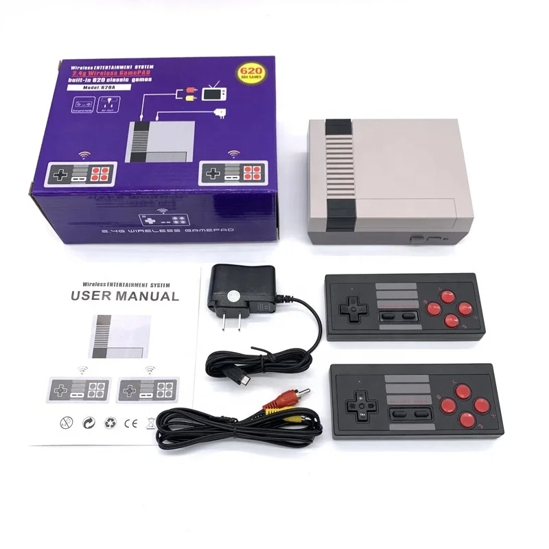8 Bit 2.4G Wireless Video Game Console Built-in 620 Games Classic TV Video Game Console Dual Player Controller