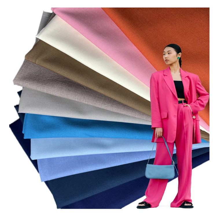 Ready goods Twill Woven 380 G/M Polyester Rayon Spandex Fabric For Suit Uniform