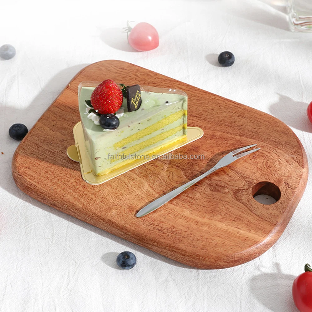 wholesale kitchen bulk black ebony wood cutting fruit cake bread board with handle