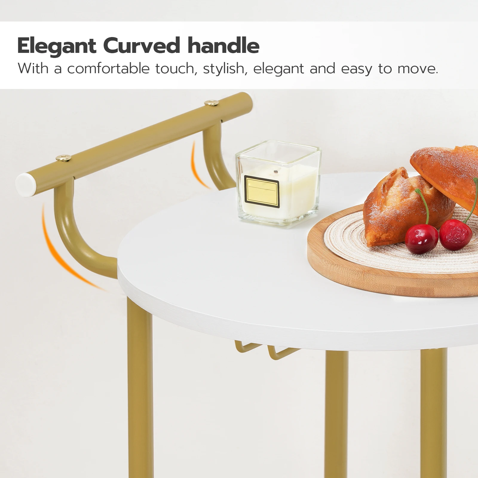 Оптовая продажа Золотая и белая трехъярусная Роскошная кухонная барная тележка для прокатки на колесах со стеклянной стойкой