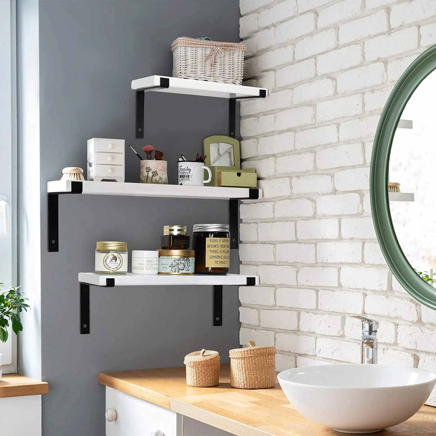 
Floating Shelves White Set of 3, White Storage Shelves for Wall, Ledge Shelf Display Shelf Pefect as Bookshelves 