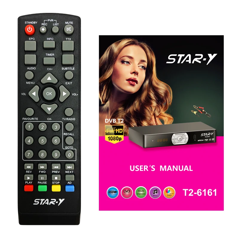 STAR-Y T2-6161 New decoder satellitar tvsat decoder digitale terrestre dvb t2 italia tv air receiver set top box
