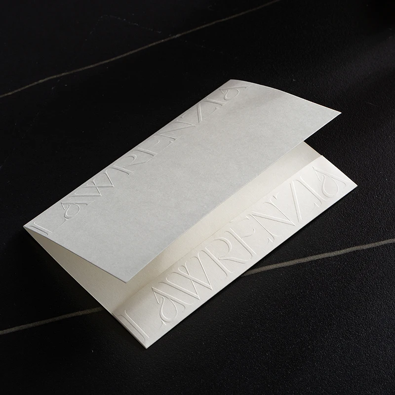 Custom stylish embossed cards texture paper wedding invitation folding cards black foil printing wedding menu card