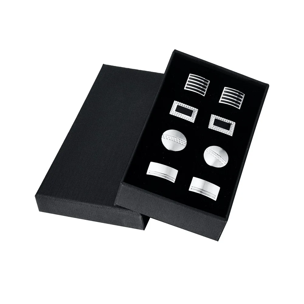 ZF High Quality Copper Cufflinks for Men Classic Cuff Links Mens Tuxedo Shirt Cufflinks for Wedding Groom Business Silver Black