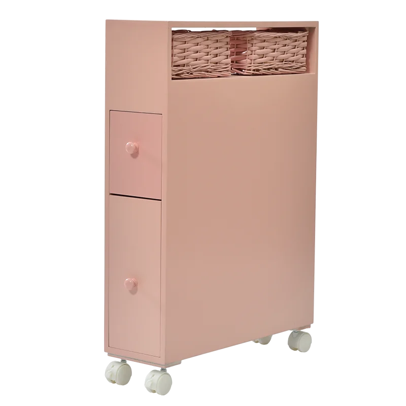 
Side Waterproof Toilet Paper Bathroom Wooden Drawer Storage Cabinet With Wheel 