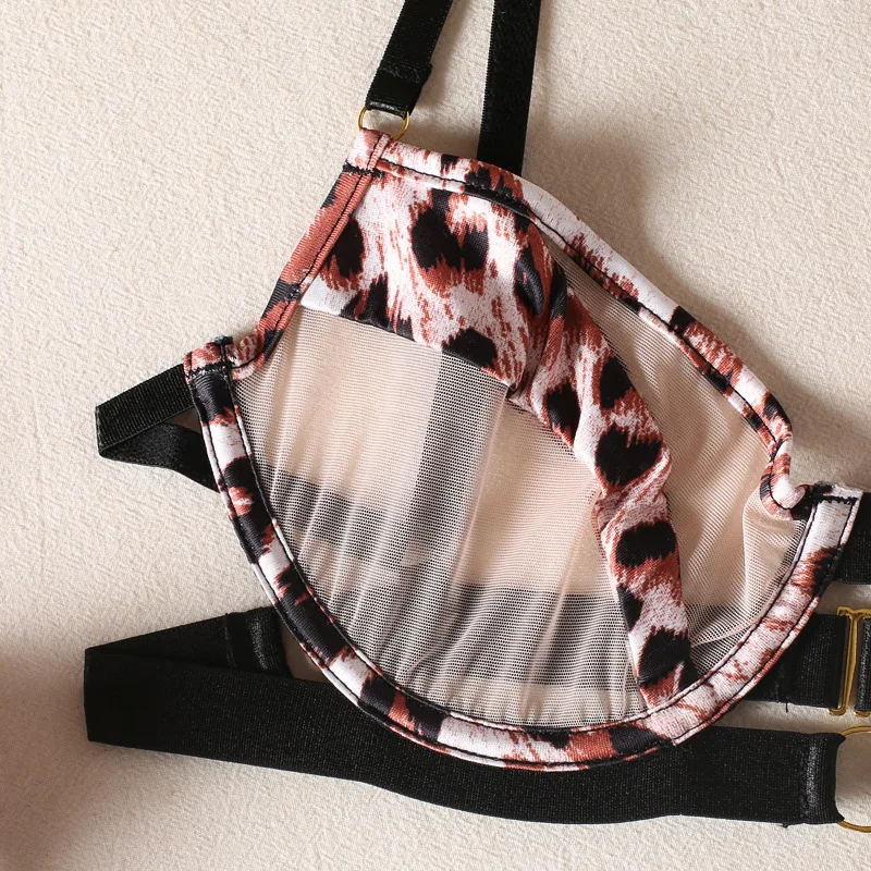 Deep Love Cow Lingerie Catalog of Sexy Lingerie Leopard Lingerie 3-Piece Set Push up Bandage Bra Outfit Naked Women Extremely