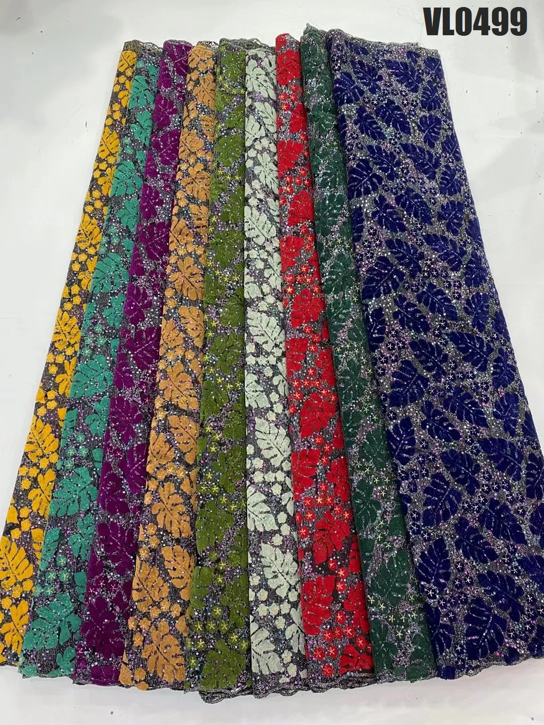 Supoo Newest Velvet Lace for Party with Sequins African Lace Fabric Unique Mesh Fabric 100% Polyester Water Soluble Embroidered