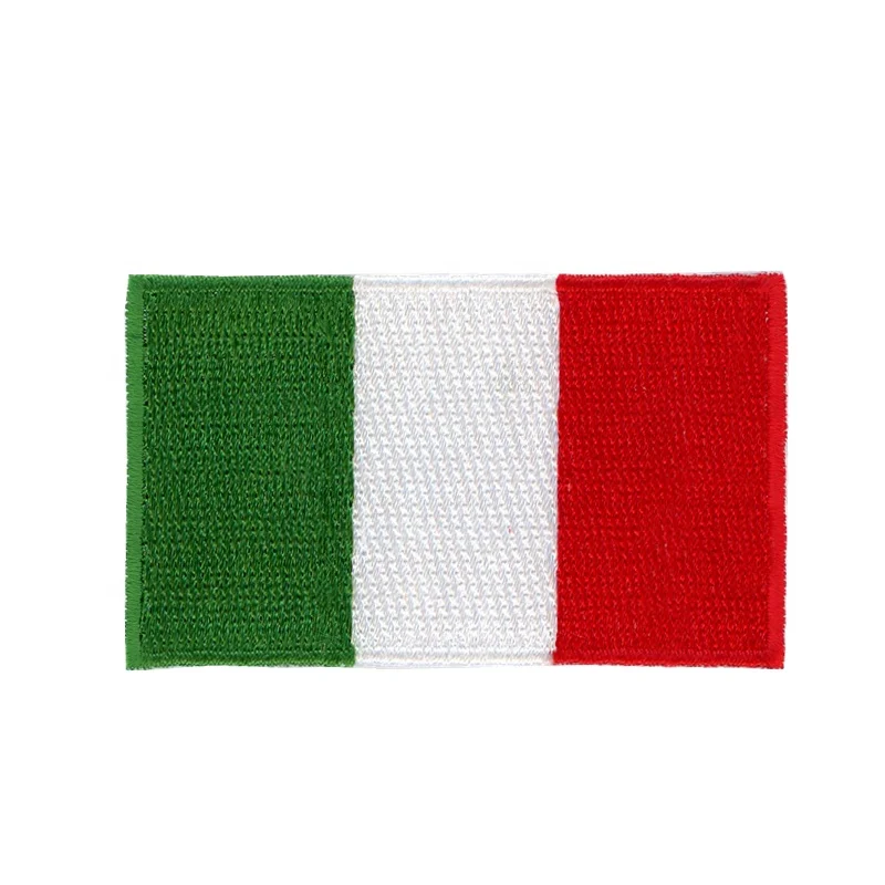 Professional Manufacturer Custom Embroidered Patches Logo Iron On Patches Embroidered Italy Flag Patches for Hats Garments