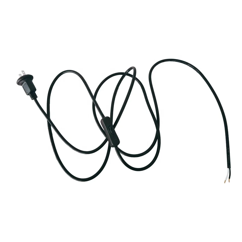 Black 2X0.75MM2 Japan PSE PVC Power Cable With Plug And Switch
