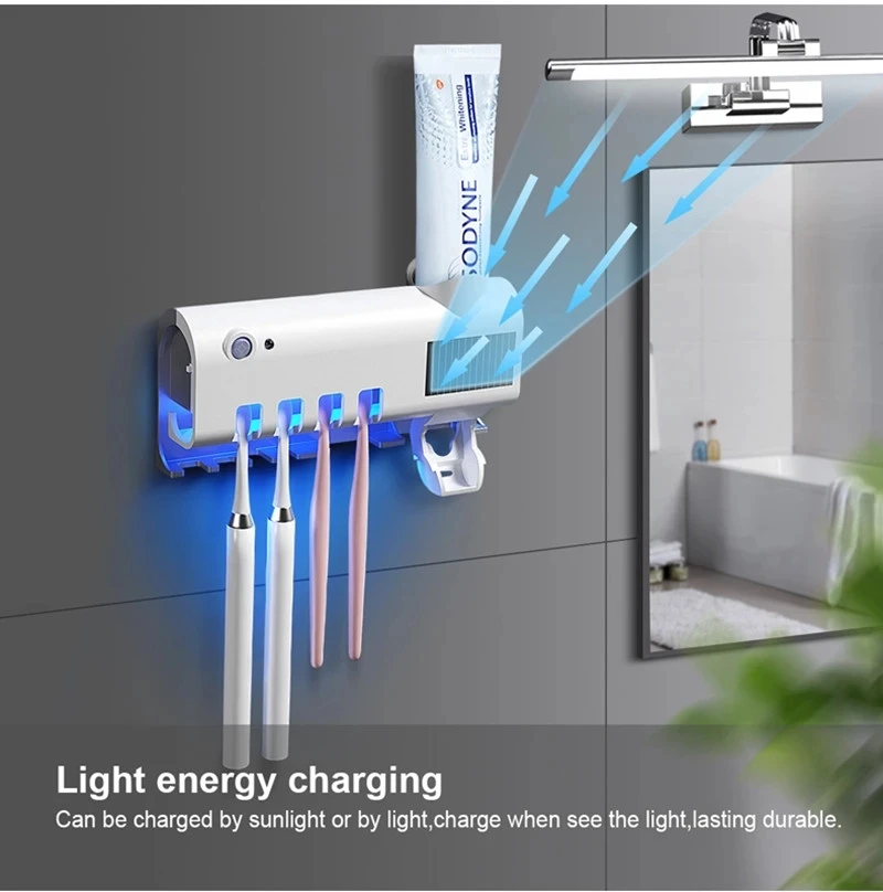 Hot sale Smart with toothpaste squeezer USB rechargeable Mini portable UV tooth brush Toothbrush sterilizer Holder rack