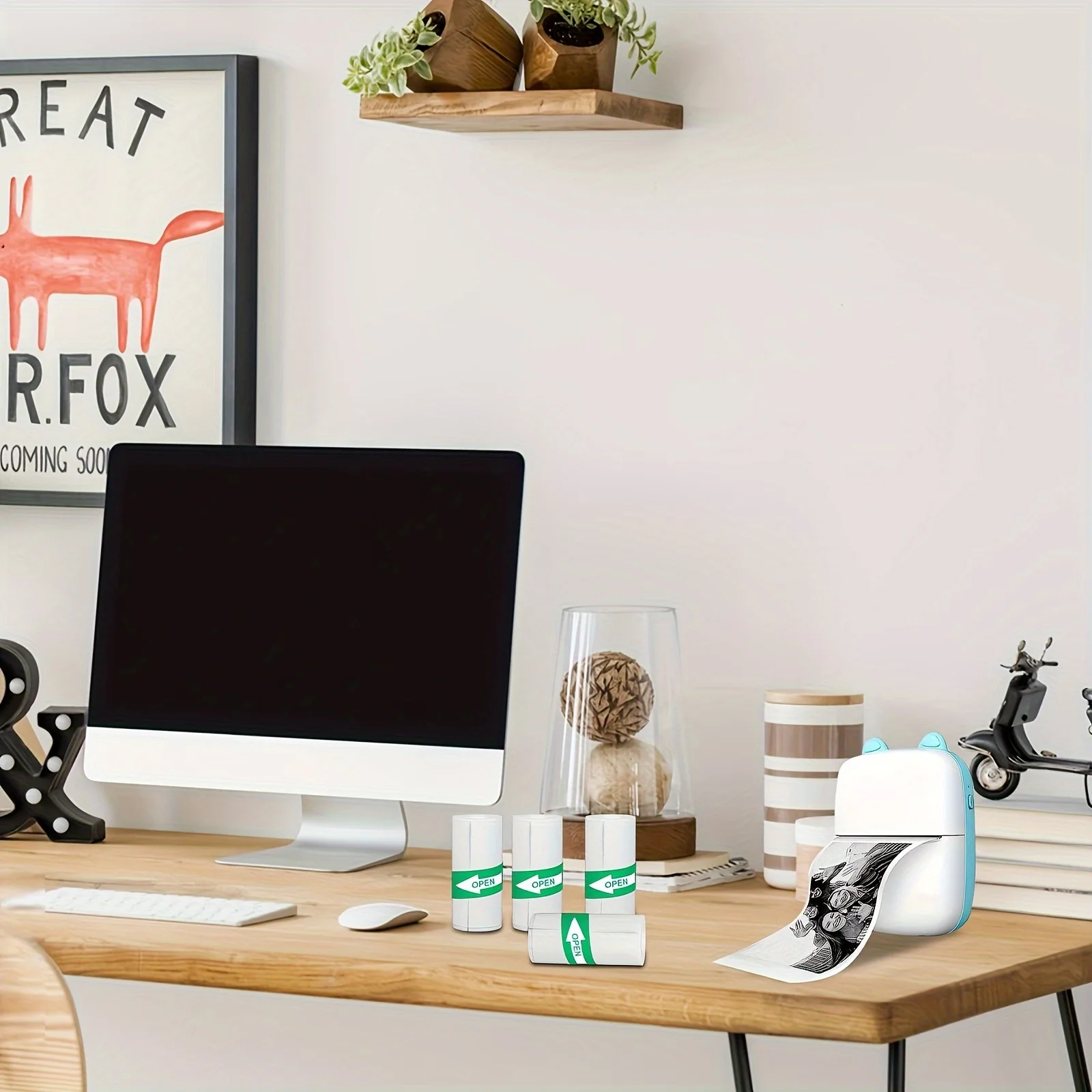 Self-adhesive Portable Mini Thermal Printer 57*25mm Paper Rolls Waterproof Vinyl Colorful Adhesive Label Paper Rolls