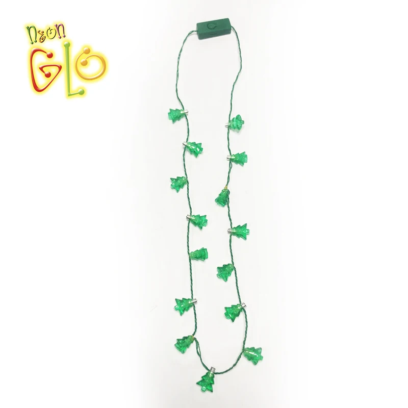 Hot sale christmas light 6 LEDs green light up christmas necklace