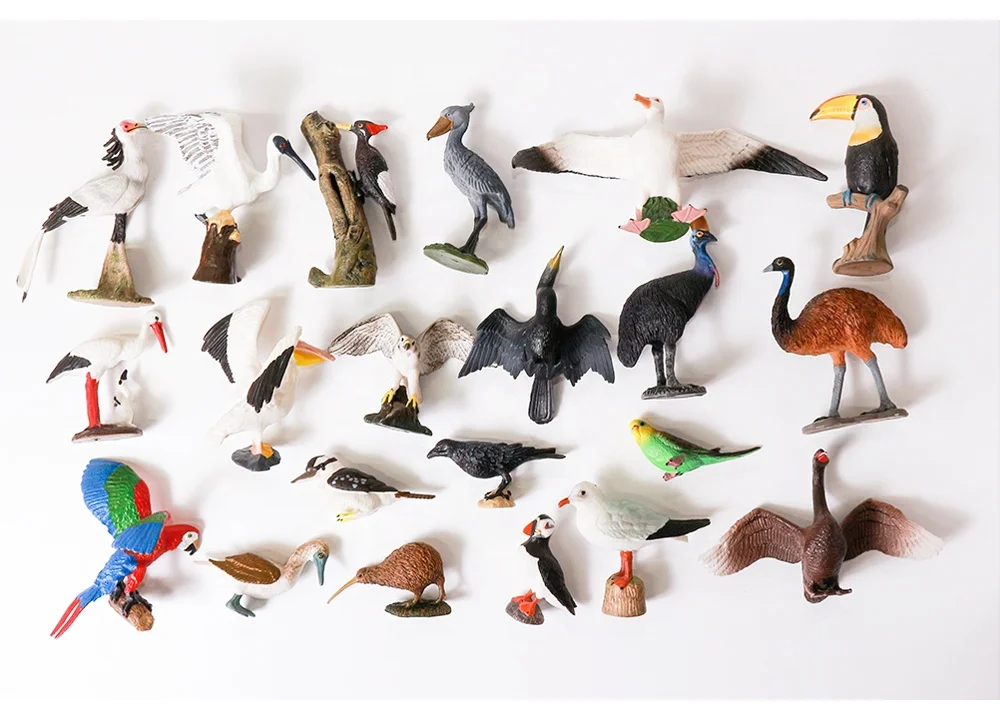 Коллекционные игрушечные модели 2-4 дюйма пластиковые фигурки с имитацией 19 реалистичных птиц и животных