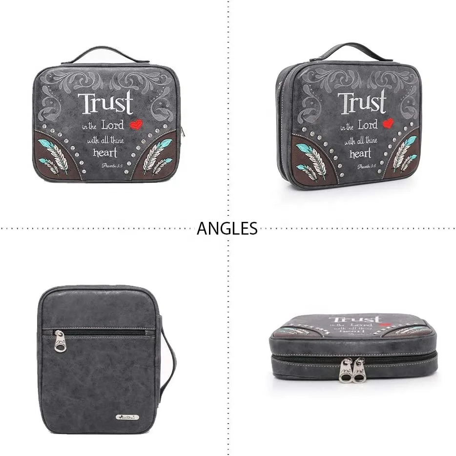 Bible Cover Book Carrying Case for Women Men Large Size Bible Tabs Leather Engraved Bible Cover Compassion Kindness Black
