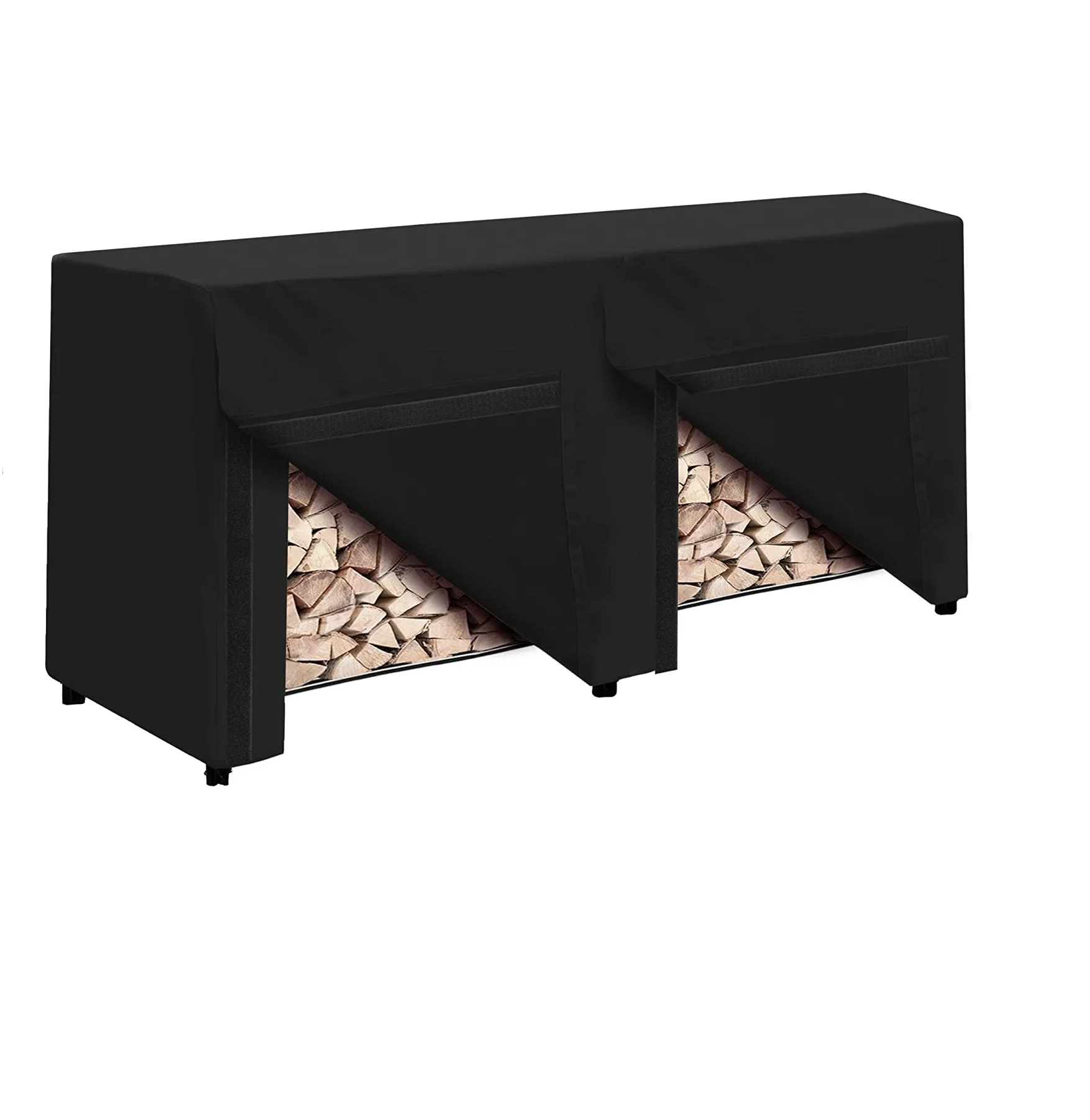  Durable Polyester Fabric Outdoor Firewood Cover Rack Log Covering All Weather Protection 8 ft.