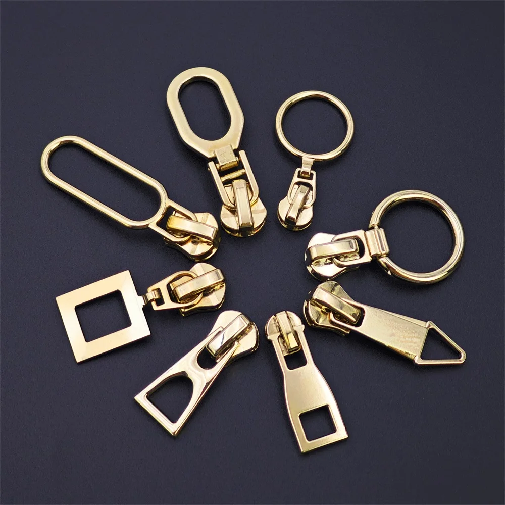 Embossed bag backpack #3 #5 #8 4 5 4.5 YG zinc alloy zip pulls head metal custom zipper pullerr no 7 zipper slide