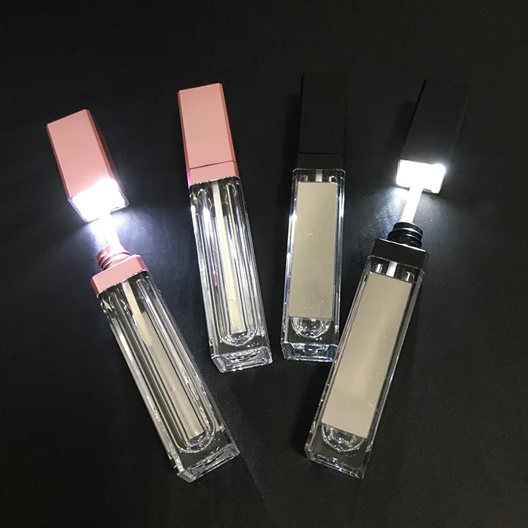 wholesale empty pink led lip gloss tube with mirror wand tubes lipgloss tubes 7ml