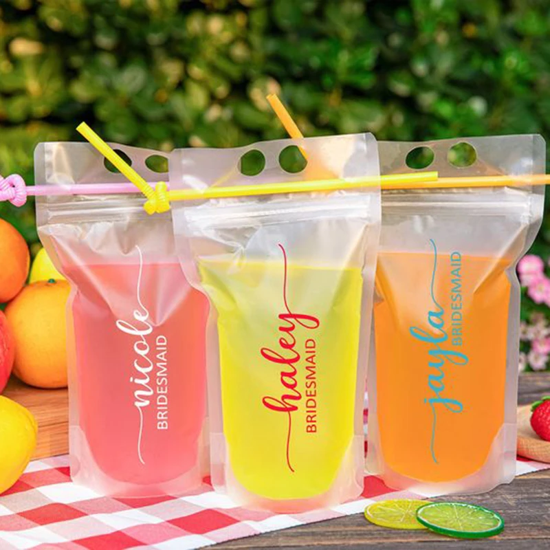 Hot promotion Custom 250ml 500ml 750ml  liquid custom drink pouch beverage bag with spout clear bolsa de bebida drink bags