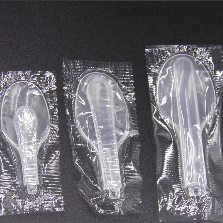 Newest design Curved handle products Frozen safety material mini disposable plastic yogurt white Ice Cream foldable Spoon