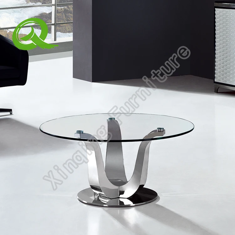 
China manufacturer glass stainless steel legs fancy coffee table 