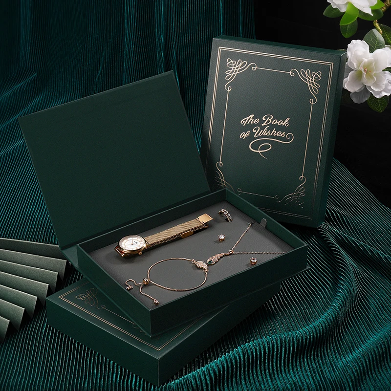 IBSO 2022 New Luxury Green Watch Set Gift For Women Jewelry Quartz Watches